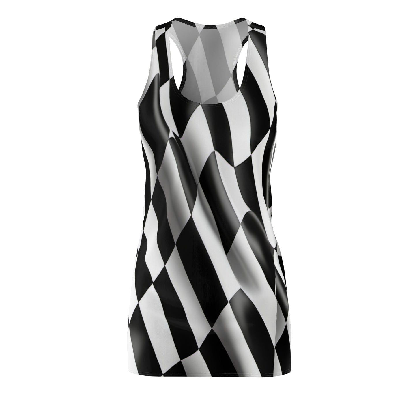 Checkered Flag Women's Cut & Sew Racerback Dress (AOP)