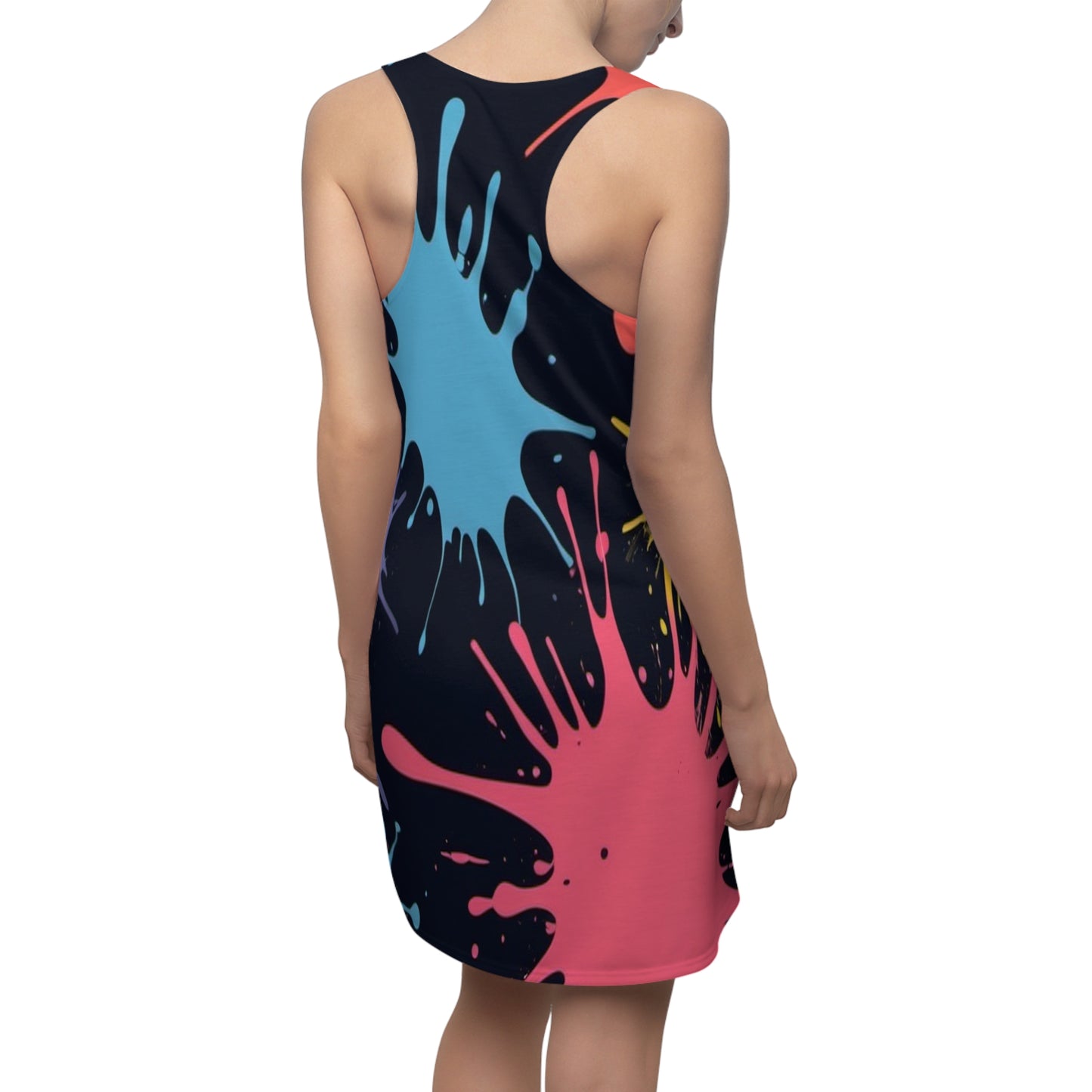 Paint Splatter Women's Cut & Sew Racerback Dress (AOP)