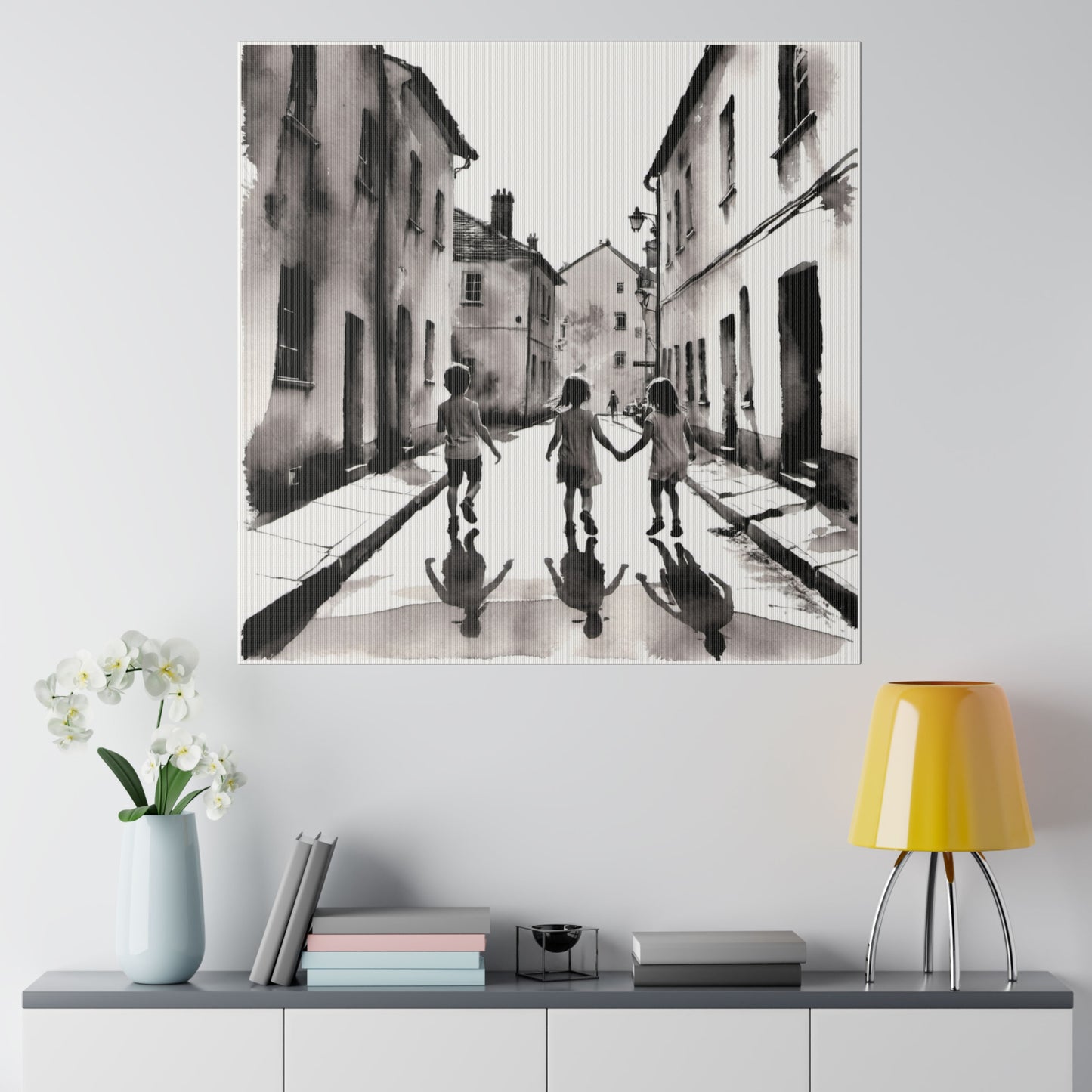 Children Playing in the Street Matte Canvas, Stretched, 0.75" Various Sizes