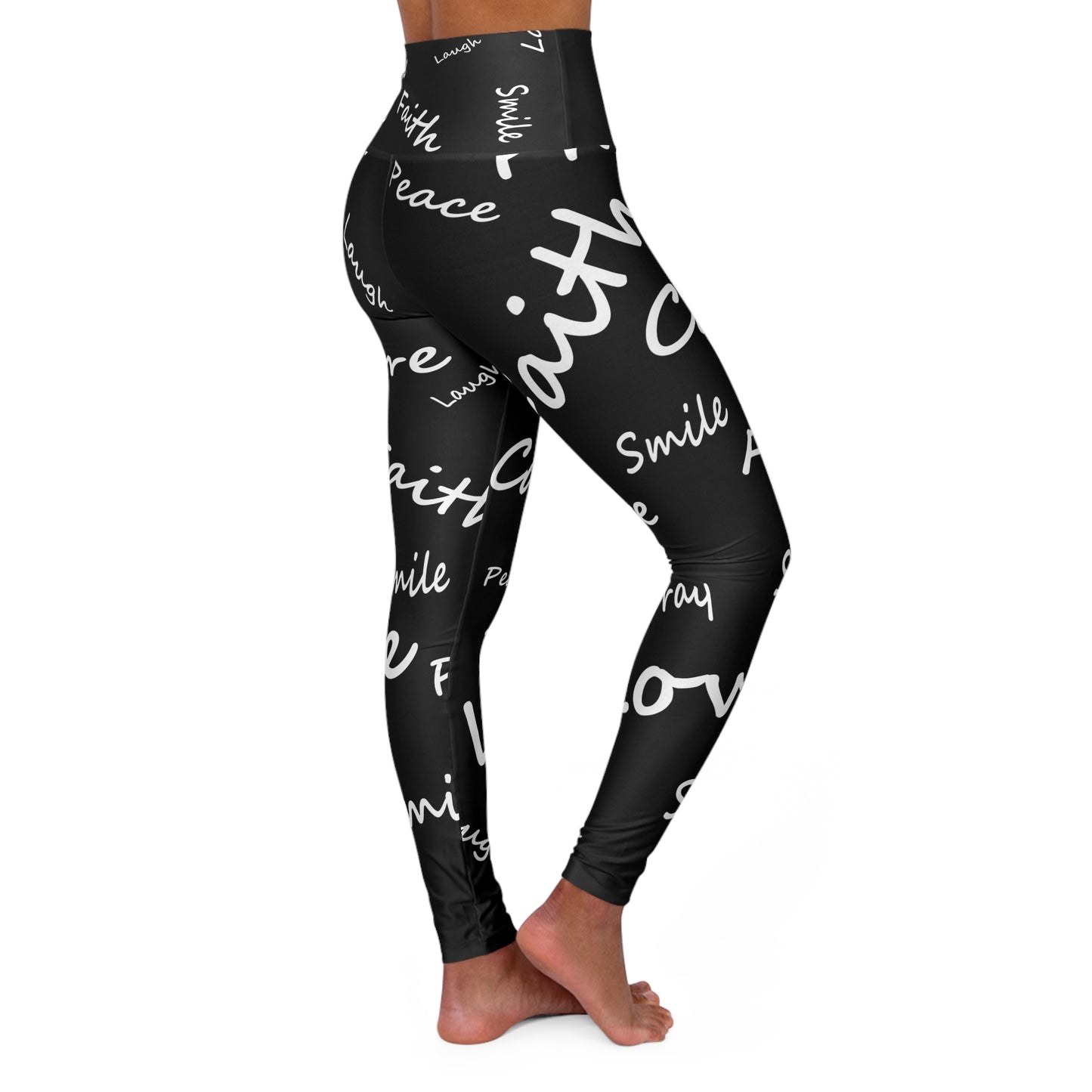 Faith, Love, Peace, Pray High Waisted Yoga Leggings (AOP)