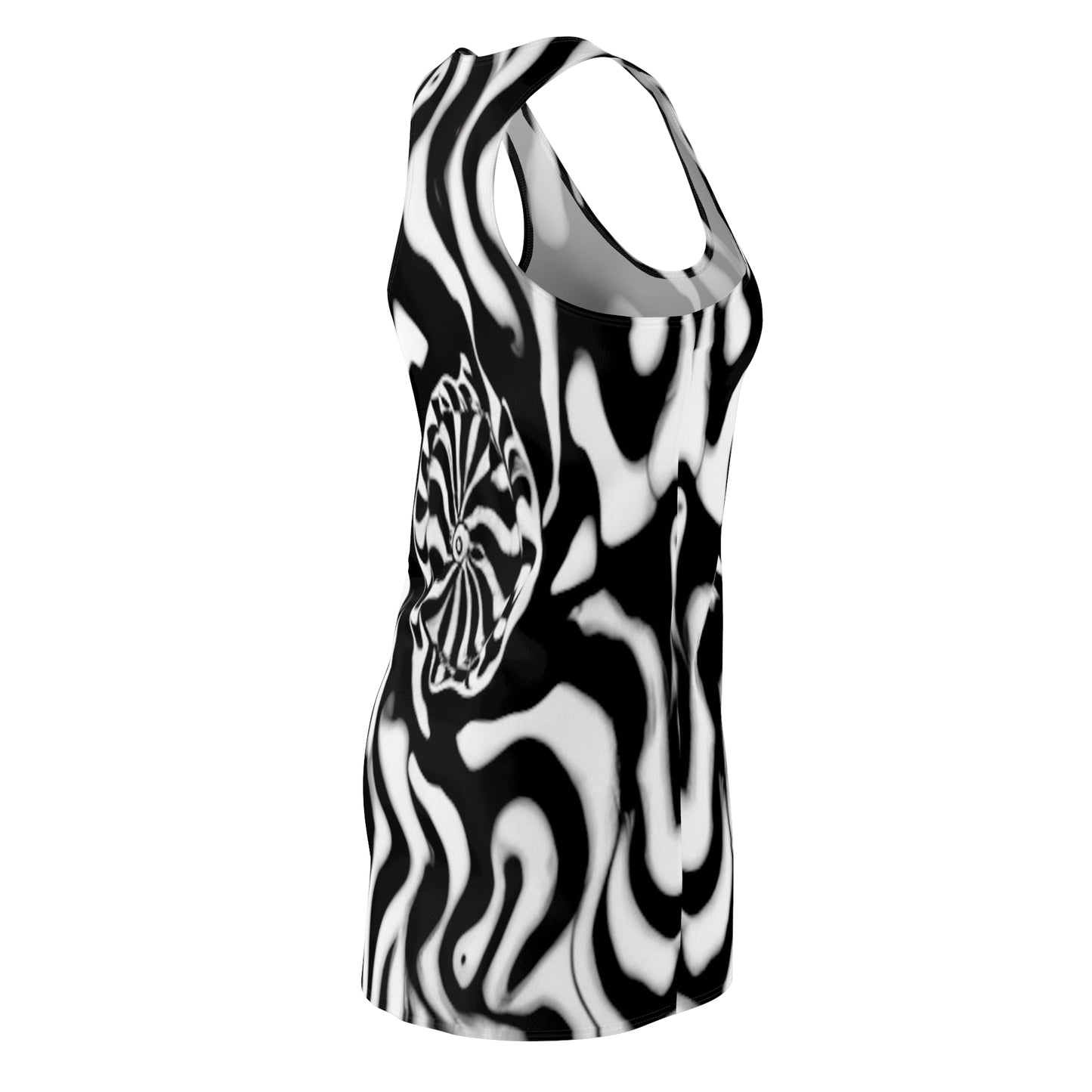 Black and White Women's Cut & Sew Racerback Dress (AOP)