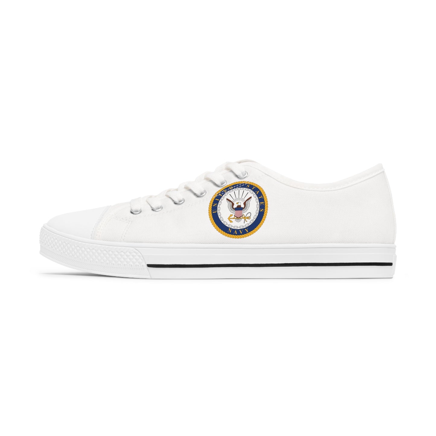 US Navy Logo and Blue Camo Women's Low Top Sneakers