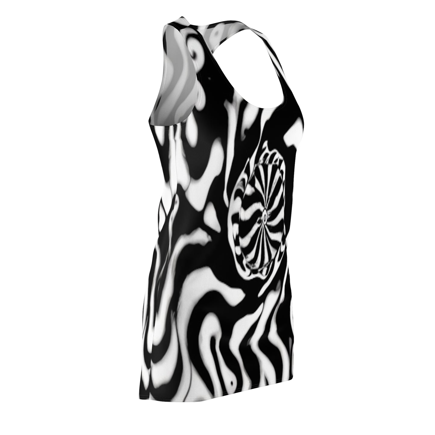 Black and White Women's Cut & Sew Racerback Dress (AOP)