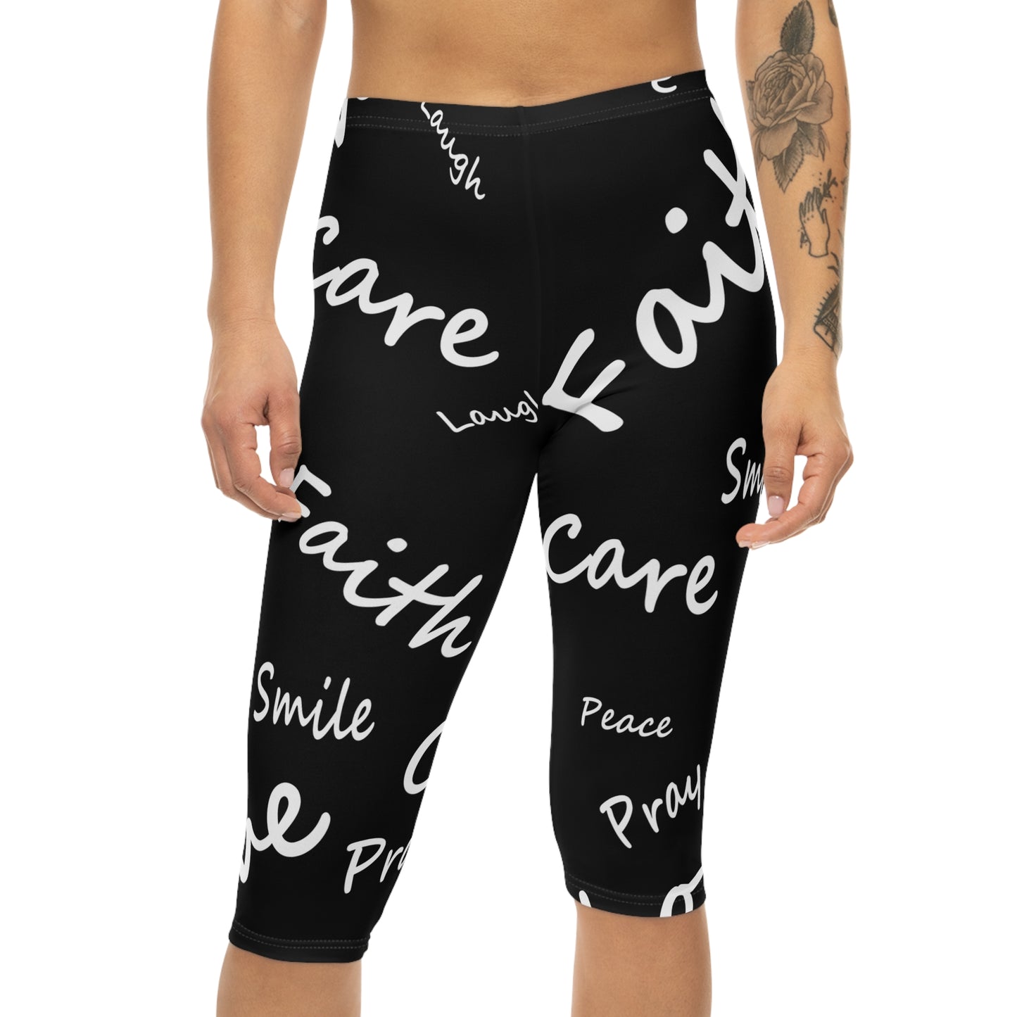 Faith, Love, Peace, Pray Women’s Capri Leggings (AOP)