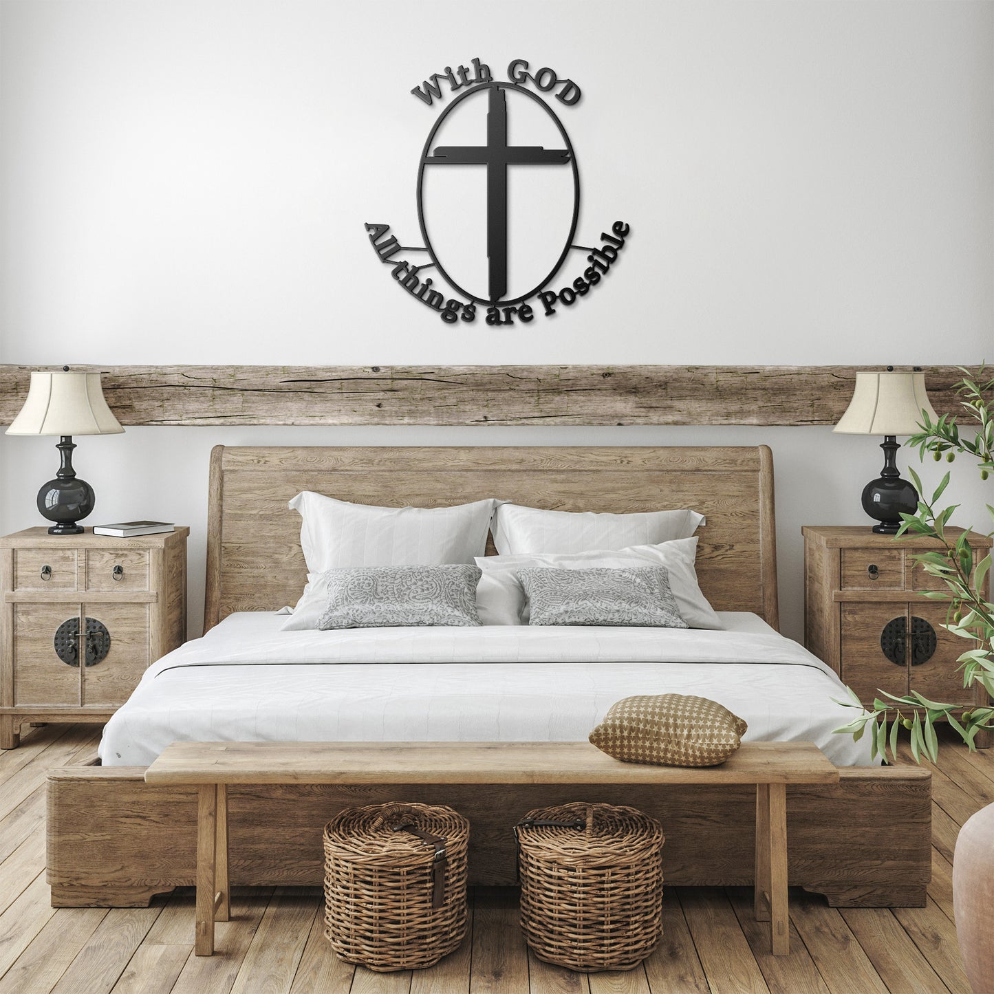 With God All Things are Possible Cross/Circle Metal Sign