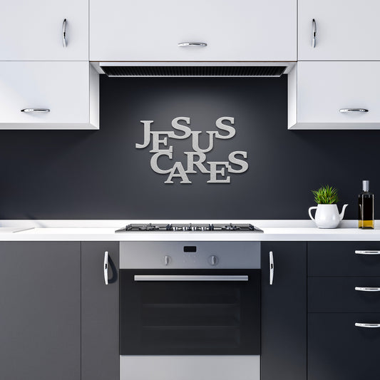 Jesus Cares offest Design Metal Sign