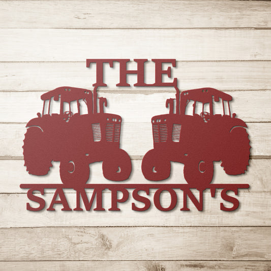 Two Tractor Family Name (customizable)